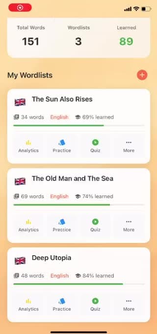 Decorebator App Demo showing interactive learning features, quiz modes, and progress tracking